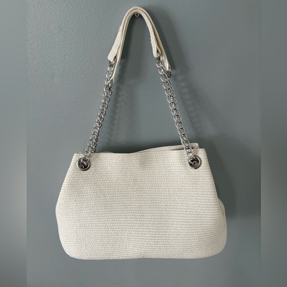 White Paper Straw Chain Strap Saks fifth Avenue Bag - New